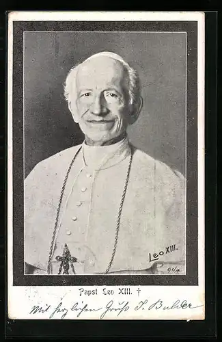 AK Papst Leo XIII. mit freundlicherm Blick, Portrait