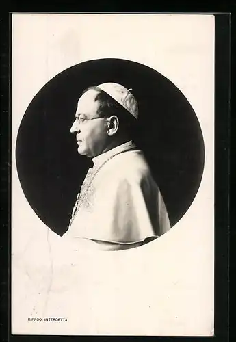 Passepartout-AK Papst Pius XI., Seitenportrait