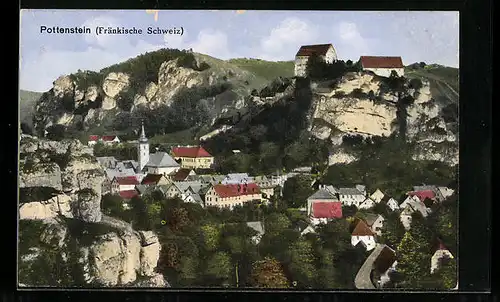 AK Pottenstein /fränk. Schweiz, Ortsansicht aus der Vogelschau