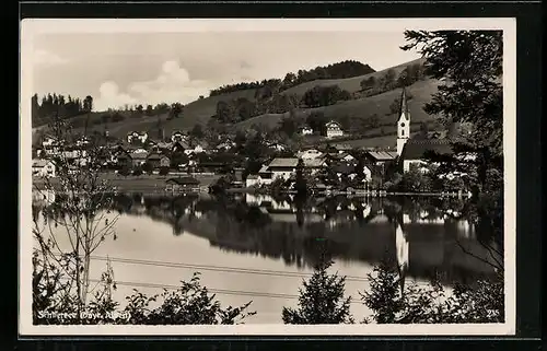 AK Schliersee, Uferpartie der Ortschaft