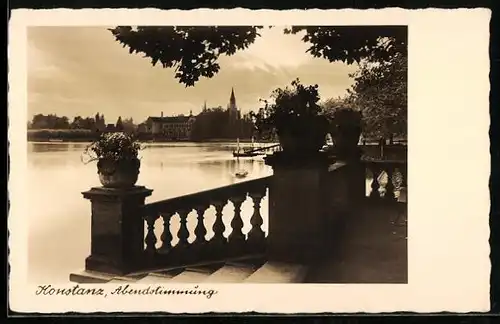 AK Konstanz, Uferpartie in Abendstimmung