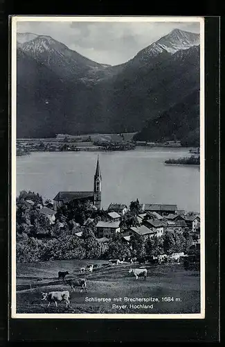 AK Schliersee / Bayer. Hochland, Gesamtansicht mit Brecherspitze