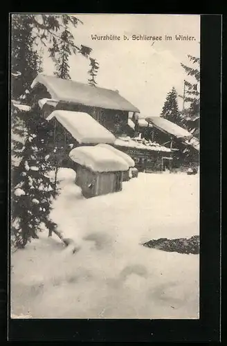 AK Schliersee, Wurzhütte im Winter