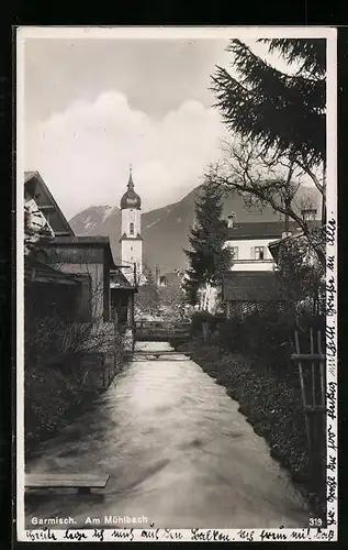 AK Garmisch, am Mühlbach