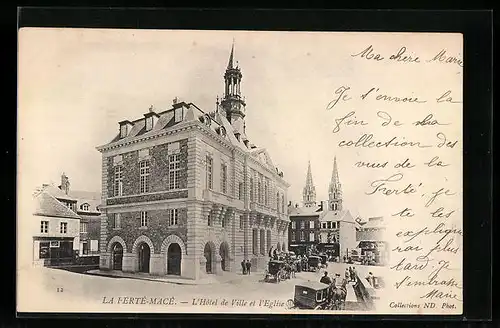 AK La Ferté-Macé, l`Hotel de Ville et l`Eglise
