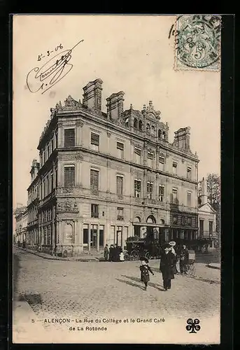 AK Alencon, La Rue du Collège et le Grand Café de La Rotonde