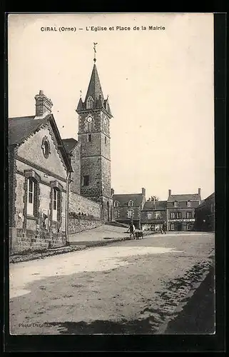 AK Ciral, L`Eglise et Place de la Mairie
