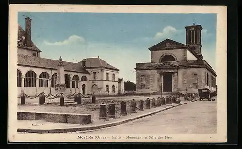 AK Mortrée, Eglise, Monument et Salle des Fetes