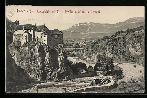 AK Bozen, Burg Runkelstein mit Gries, Mte Roen, Mendel und Penegal