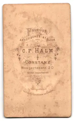 Fotografie C. F. Halm, Constanz, Rosgartenstrasse 20, Bürgerliches Fräulein mit geflochtenen Haaren