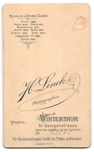 Fotografie H. Linck, Winterthur, St. Georgenstrasse, Fräulein im Puffärmelkleid