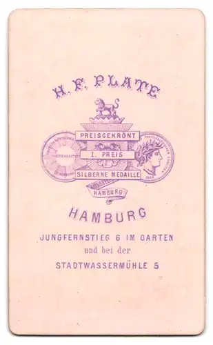 Fotografie H.F. Plate, Hamburg, Jungfernstieg 6, Bürgerlicher Herr mit Vollbart und Stirnglatze