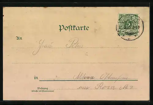 Lithographie Hamburg, Alster, Frau in Tracht