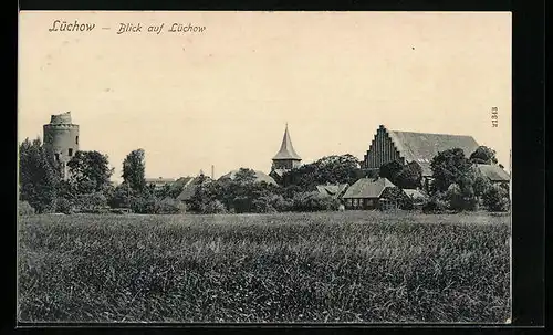 AK Lüchow, Ortsansicht mit Turm