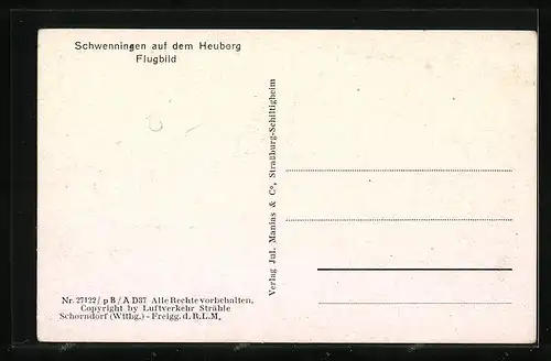 AK Schwenningen, Fliegeraufnahme der Stadt auf dem Heuberg