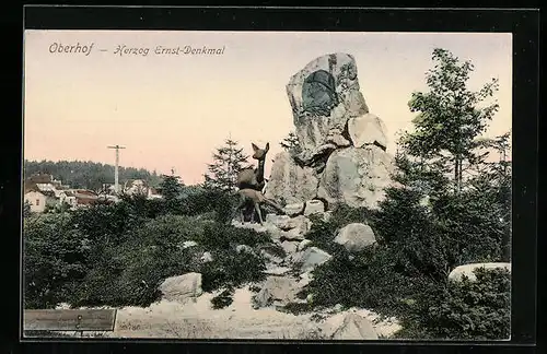 AK Oberhof, am Herzog Ernst-Denkmal mit Blick auf die Stadt