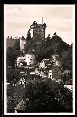 AK Pappenheim, Ortspartie mit Burg von Osten aus