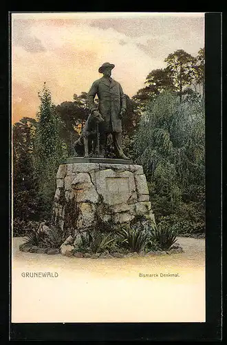 AK Grunewald, Bismarck Denkmal im Park