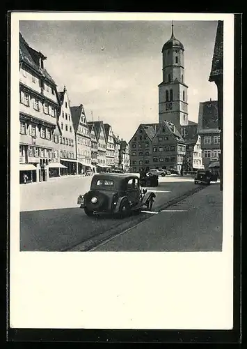 AK Biberach a. d. Riss, Marktplatz mit Auto