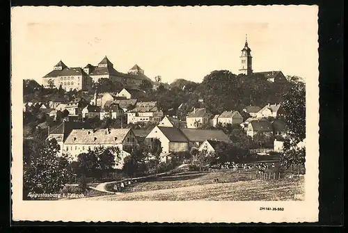 AK Augustusburg i. Erzgeb., Ortsansicht mit Kirche
