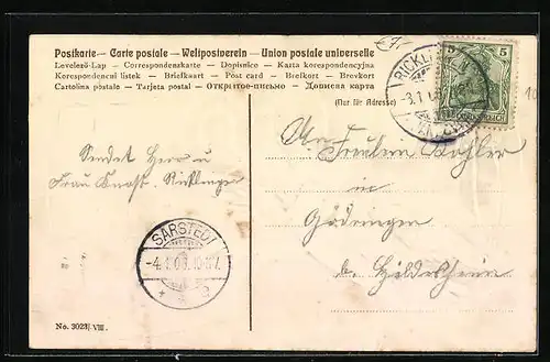 AK Jahreszahl 1906 mit Tauben und Kleeblättern