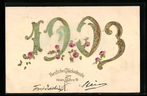 AK Jahreszahl 1903 mit Putten und Rosen