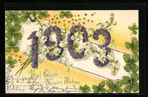 AK Neujahrsgruss, Jahreszahl 1903 aus Veilchen