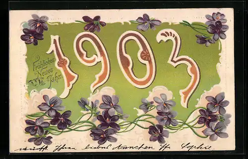 AK Jahreszahl 1903 mit Veilchen