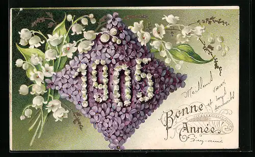 AK Jahreszahl 1905 mit Maiglöckchen und Veilchen