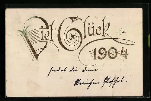AK Jahreszahl 1904, Viel Glück