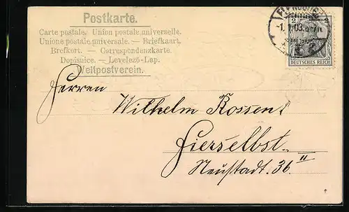 AK Jahreszahl 1903 mit Kleeblättern