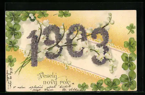 AK Neujahrsgruss, Jahreszahl 1903 aus Veilchen