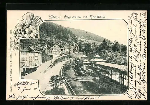 AK Wildbad, Olgastrasse mit Trinkhalle