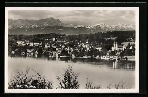 AK Tutzing, Ortsansicht mit Alpen