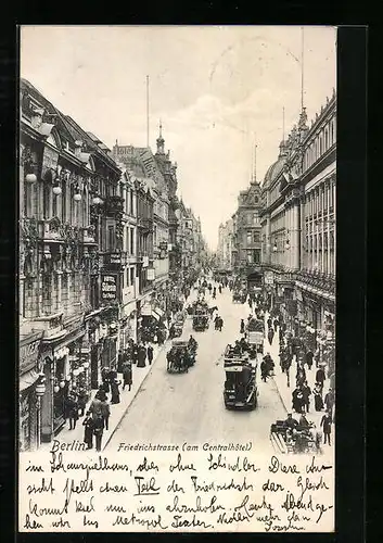 AK Berlin, Friedrichstrasse mit Berliner Verkehr