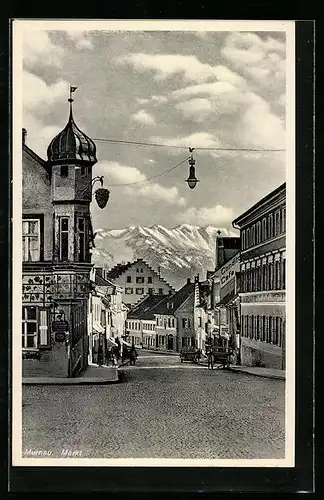 AK Murnau, Strassenpartie am Markt