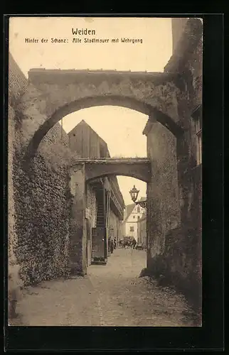 AK Weiden, Hinter der Schanz, Alte Stadtmauer mit Wehrgang