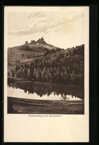 AK Flossenbürg, Ansicht der Burguine mit Gaisweiher