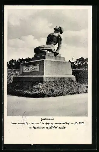 AK Grafenwöhr, Dieses ehemalige Denkmal im Gefangenen-Friedhof musste 1928 an Frankreich abgeliefert werden