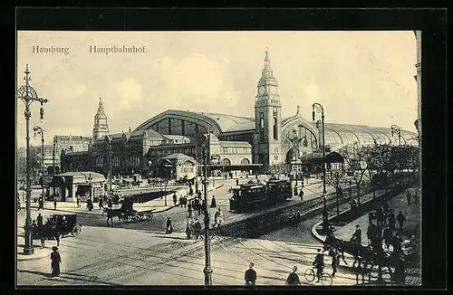 AK Hamburg-St.Georg, Ansicht vom Hauptbahnhof, Strassenbahn