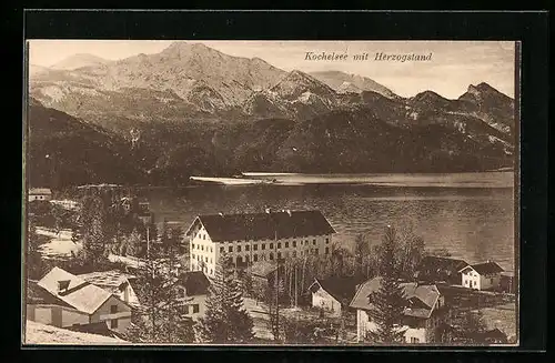 AK Kochel am See, Kochelsee mit Herzogstand