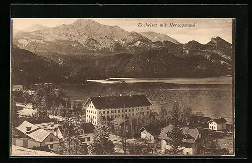 AK Kochel am See, Kochelsee mit Herzogstand