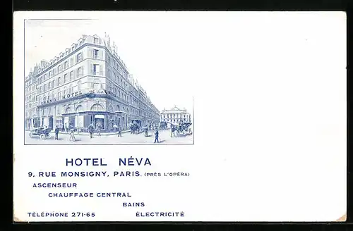 AK Paris, Hotel Néva, 9 Rue Monsigny