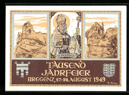 AK Bregenz, Tausend Jahrfeier 1949, St. Gebhard