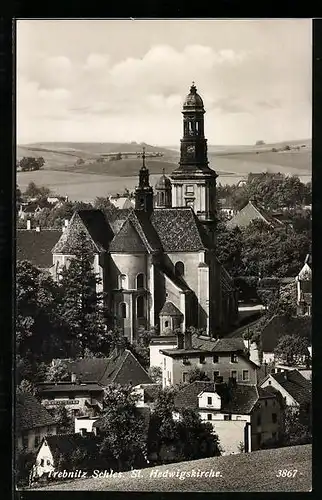 AK Trebnitz /Schles., Blick auf die St. Hedwigskirche