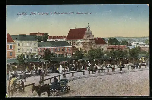 AK Lublin, Plac targowy z Ko'sciotem OO. Karmelitow