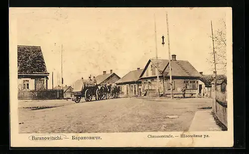 AK Baranowitschi, Militärkolonne in der Chausseestrasse