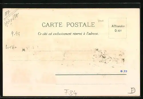 Lithographie Montpellier, Le Château d`Eau & Aquaduc, l`Esplanade, Le Peyrou