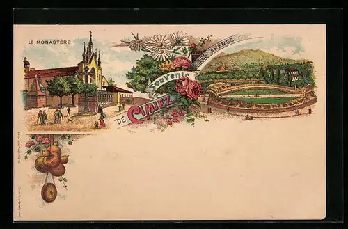 Lithographie Cimiez, Le Monastere, Les Arenes