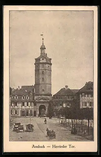 AK Ansbach, Herrieder Tor mit Strasse